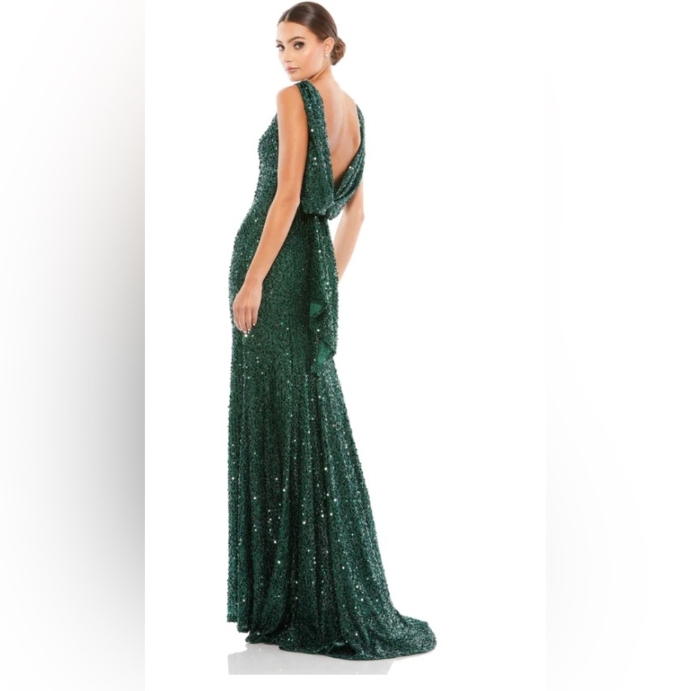 Mac Duggal sequin column evening gown
